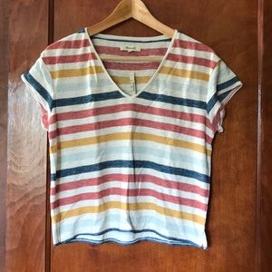 Striped knit v-neck t-shirt